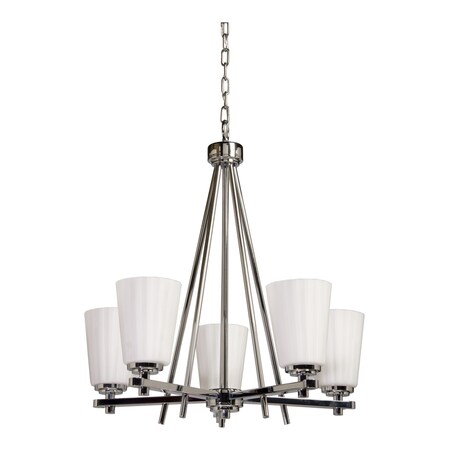 Artcraft Five Light Chrome Satin Acid Frosted Reeded Glass Up Chandelier AC1275CH